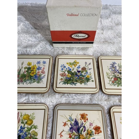 PIMPERNEL Deluxe Square Coaster Set ~ North America Wild Flowers (6) ENGLAND - Picture 4 of 8